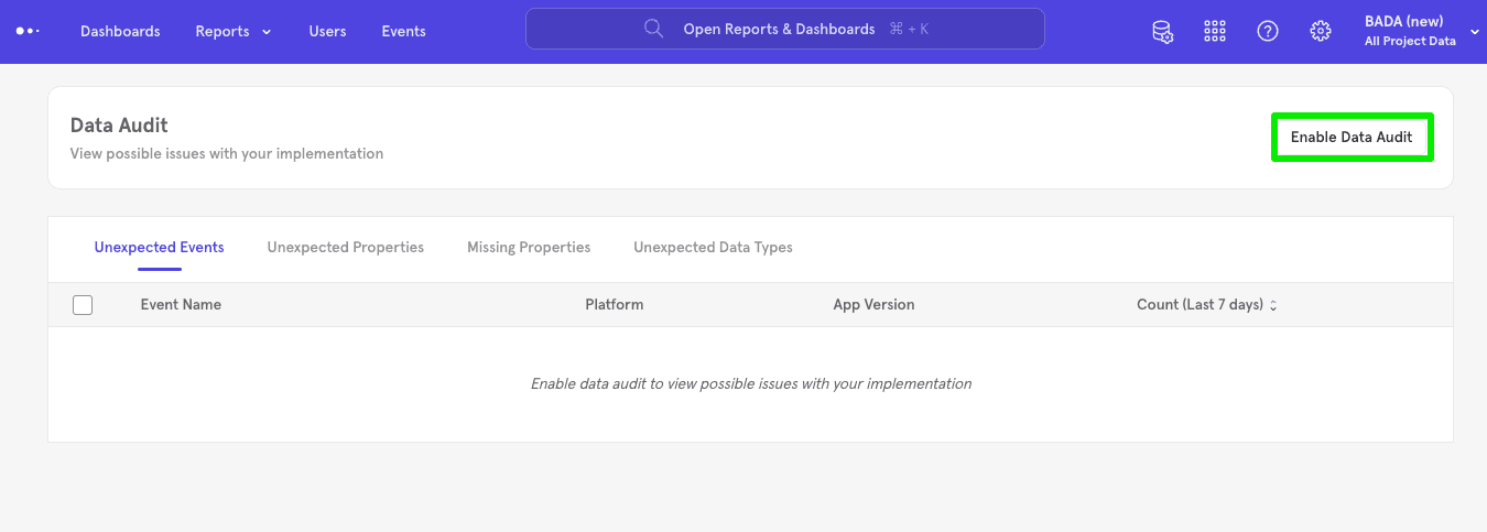 Enable Data Audit